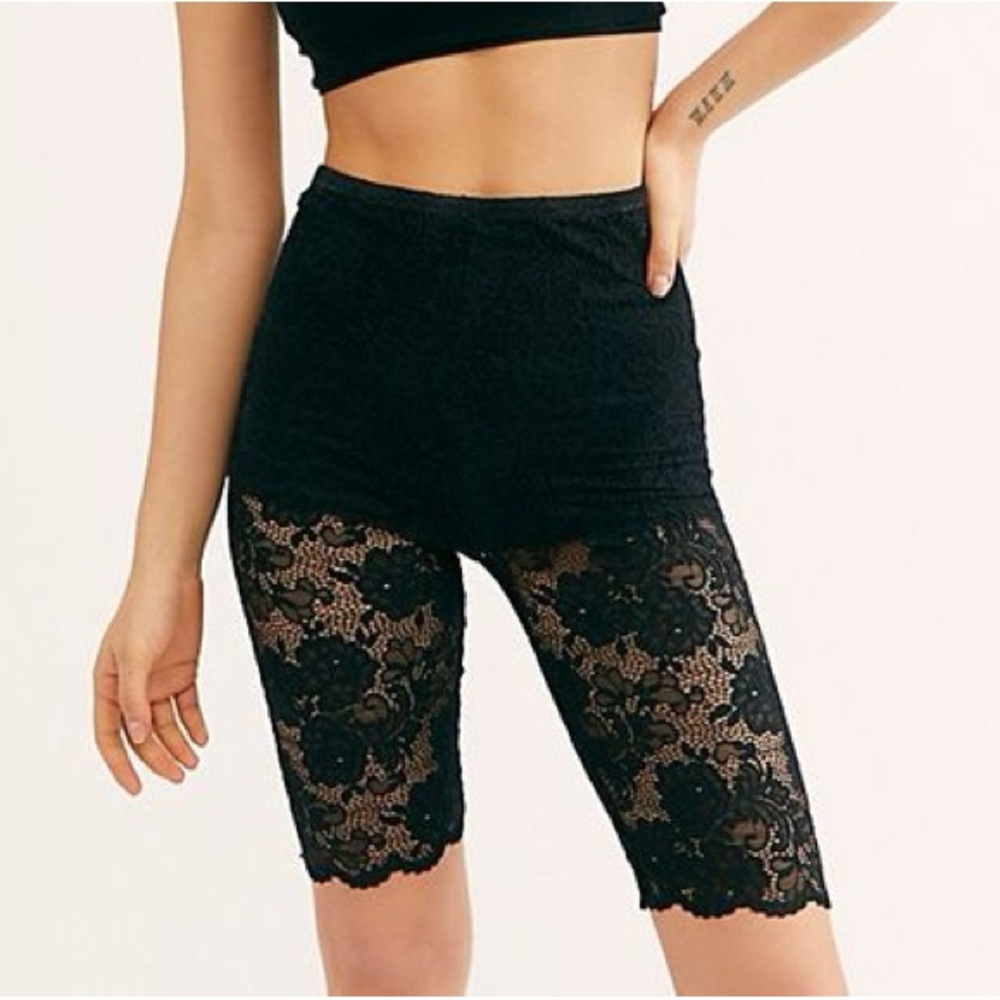 Free People Bianca Lace Bike Short Black XS NWOT